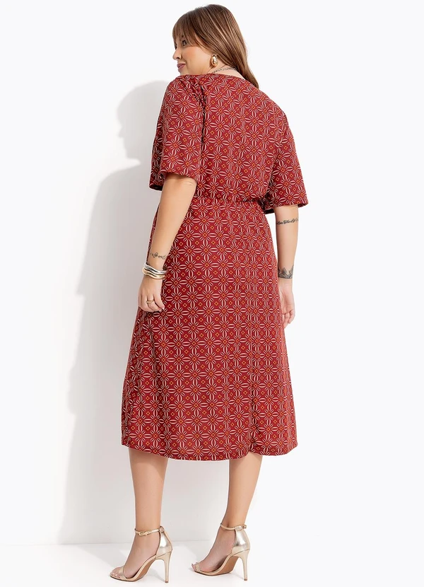 Marguerite - Vestido Floral Vermelho em Malha 2