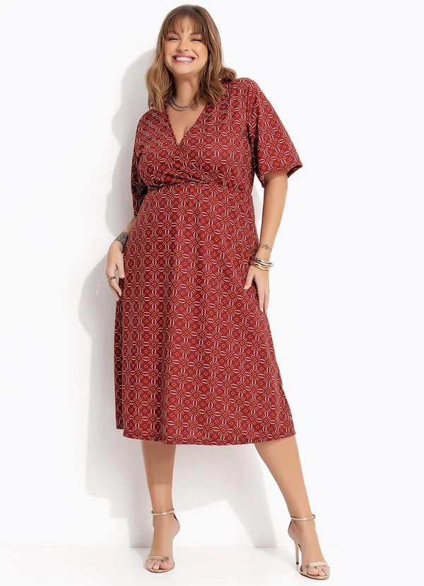 Marguerite - Vestido Floral Vermelho em Malha 3