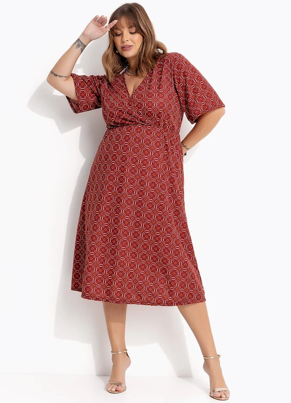 Marguerite - Vestido Floral Vermelho em Malha 5