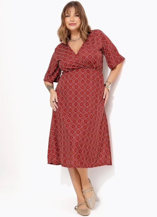 Marguerite - Vestido Floral Vermelho em Malha 6