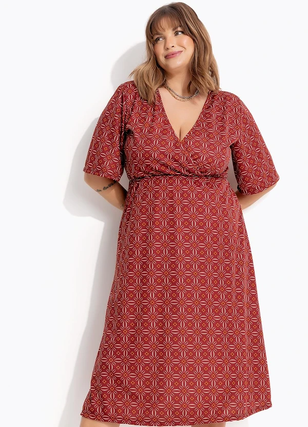 Marguerite - Vestido Floral Vermelho em Malha 7