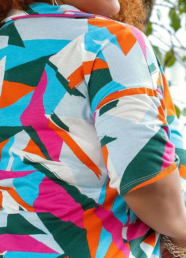 Marguerite - Vestido Geométrica Azul em Malha 6