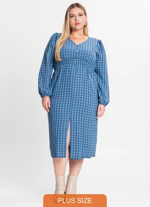 Secret Glam - Vestido Plus Size em Air Flow Azul - SECRET GLAM