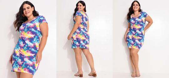 Vestido Tie Dye em Malha de Viscose com Elastano