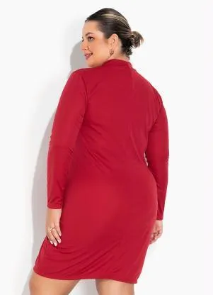 Marguerite - Vestido Vermelho com Fenda na Frente Plus Size - MARGUERITE