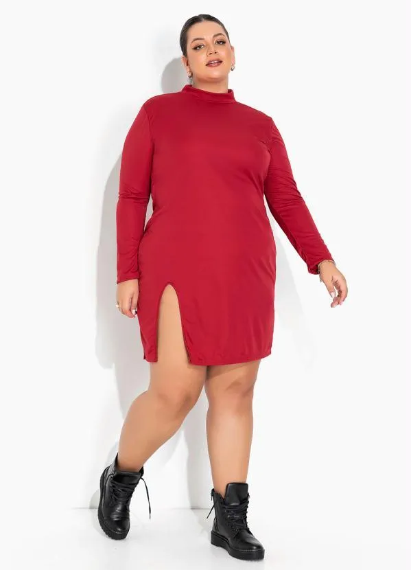 Marguerite - Vestido Vermelho com Fenda na Frente Plus Size 2