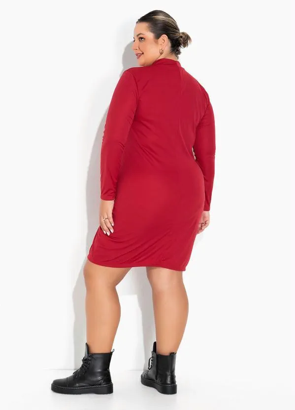 Marguerite - Vestido Vermelho com Fenda na Frente Plus Size 1