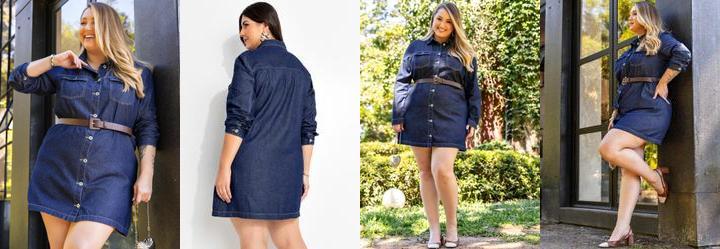 Vestido Jeans Azul Escuro em Jeans
