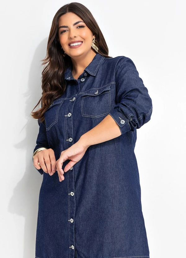 Marguerite - Vestido Jeans Azul Escuro em Jeans 13