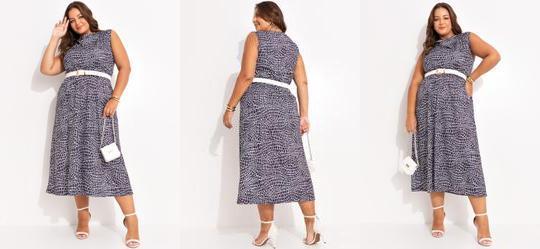 Vestido Abstrata em Jersey Acetinado