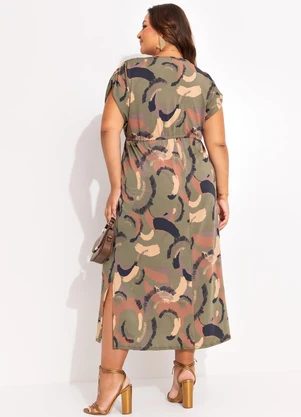 Marguerite - Vestido Abstrato Camuflado em Malha com Elastano - MARGUERITE