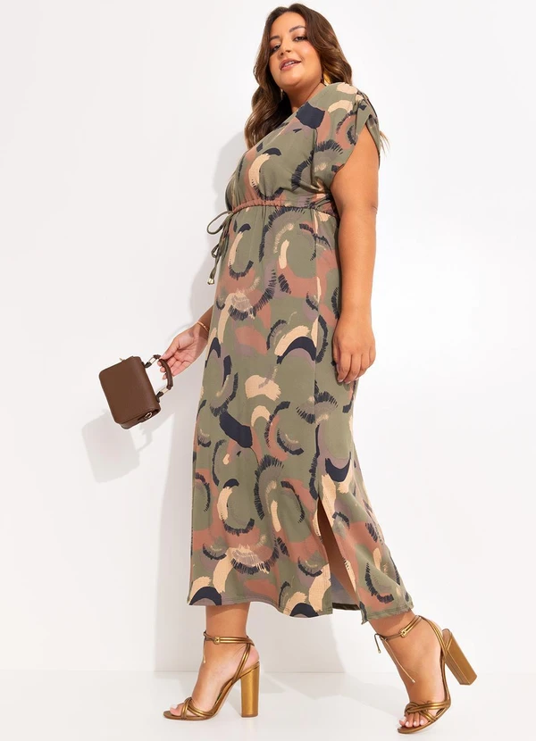 Marguerite - Vestido Abstrato Camuflado em Malha com Elastano 11