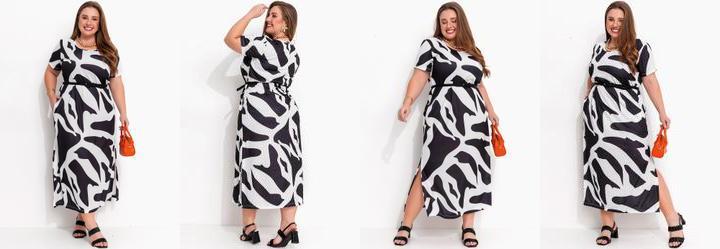 Vestido Abstrato em Jersey Acetinado