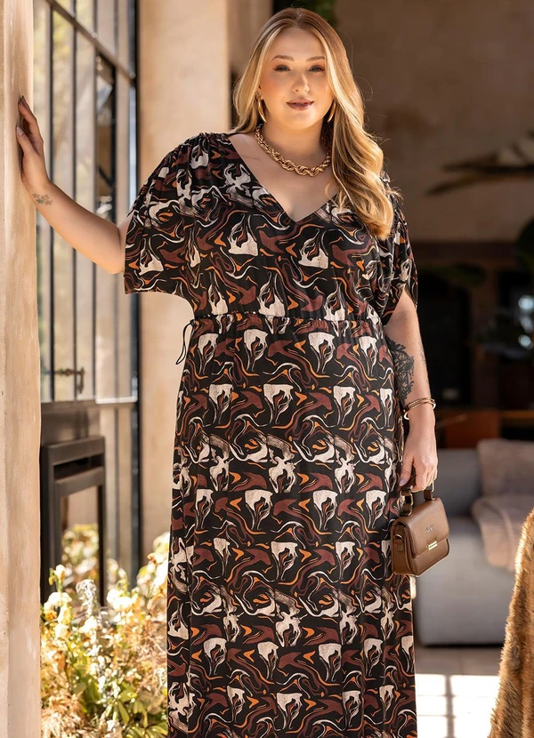 Marguerite - Vestido Abstrato em Malha de Viscose 8