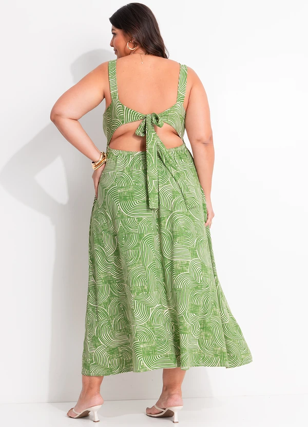 Marguerite - Vestido Abstrato Verde em Malha de Viscose 2