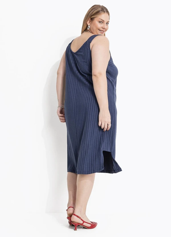 Marguerite - Vestido Azul Marinho em Canelado 2