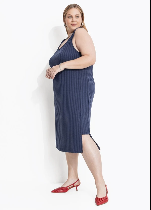 Marguerite - Vestido Azul Marinho em Canelado 3