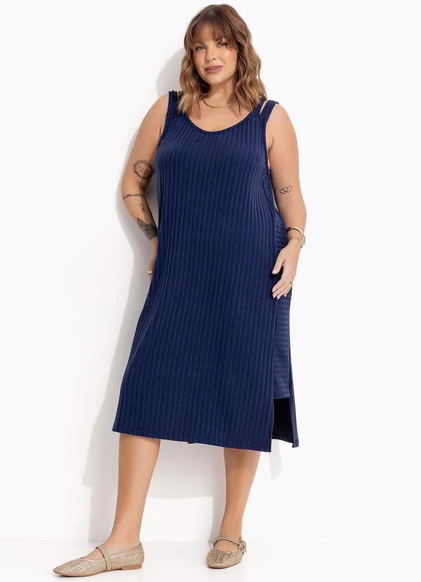 Marguerite - Vestido Azul Marinho em Canelado 6