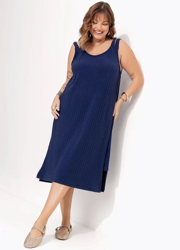 Marguerite - Vestido Azul Marinho em Canelado 9