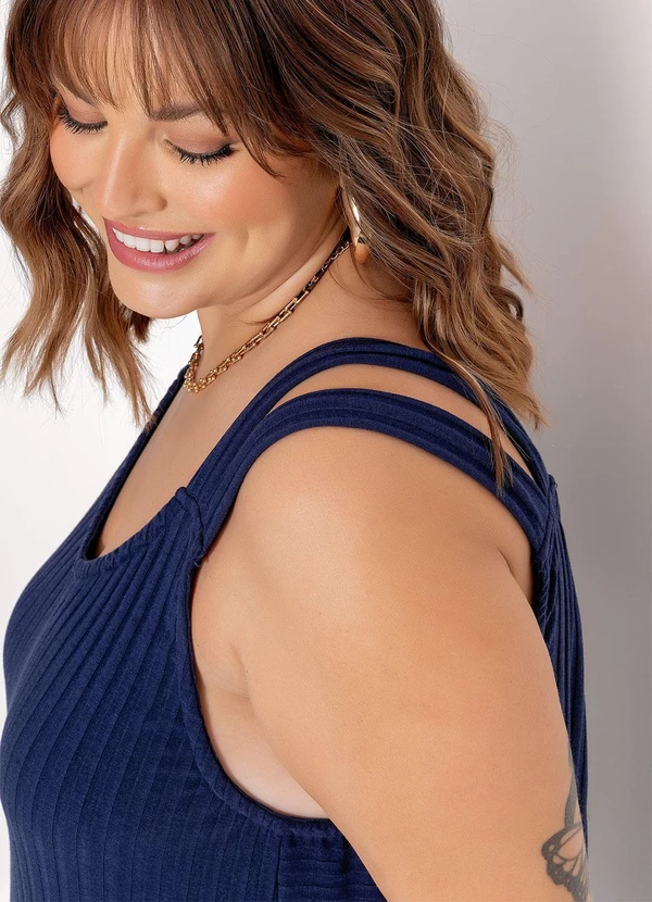 Marguerite - Vestido Azul Marinho em Canelado