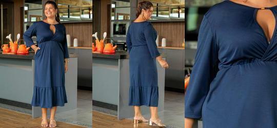 Vestido Azul Marinho em Malha