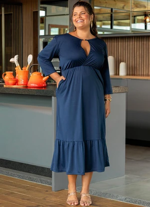 Vestido Azul Marinho em Malha Marguerite