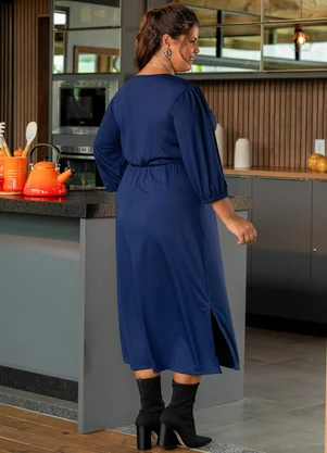 Marguerite - Vestido Azul Marinho em Poliviscose - MARGUERITE