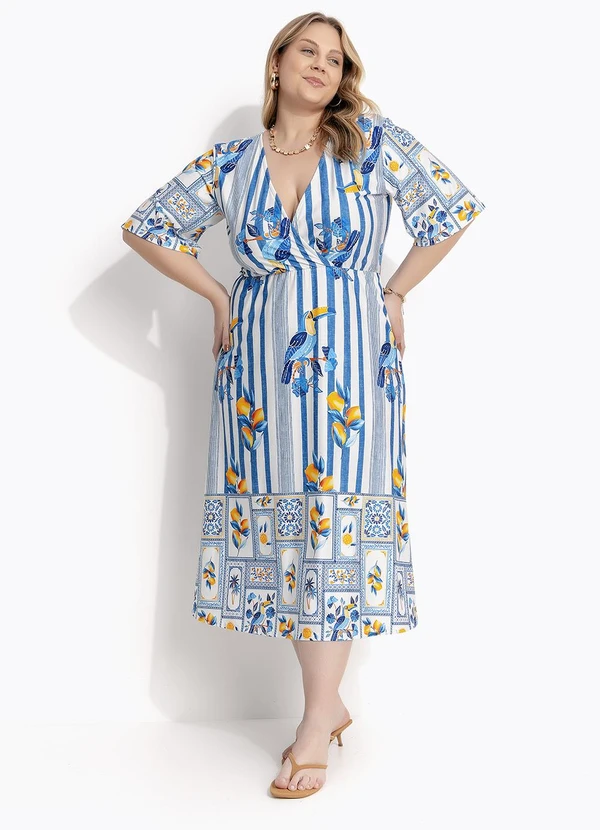 Marguerite - Vestido Azulejo em Malha Fria