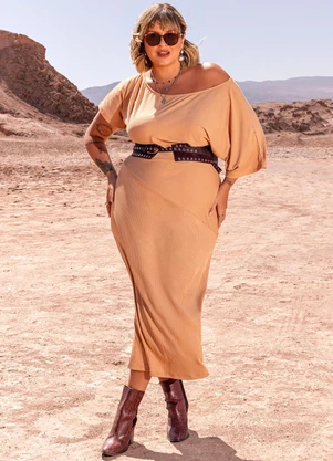 Marguerite - Vestido Bege em Canelado - MARGUERITE