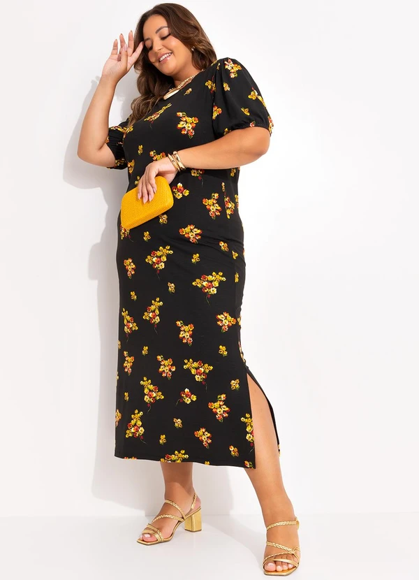 Marguerite - Vestido Buquê de Flores em Malha de Viscose 1