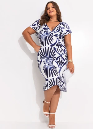 Marguerite - Vestido Étnico Azul em Malha Fria - MARGUERITE