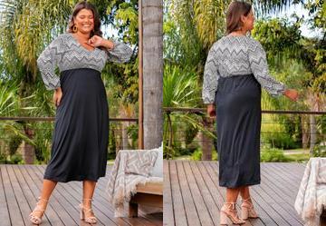 Vestido tnico Preto em Poliflex