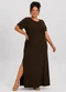 Infinita Cor - Vestido Feminino Midi Plus Size Marrom - variação: Marrom