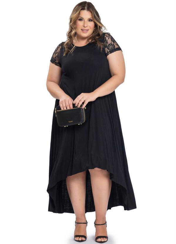 Miss Masy Plus - Vestido Feminino Plus Size Kauani Preto 3