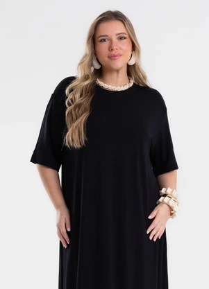 Secret Glam - Vestido Feminino Super Midi Molecotton Preto - SECRET GLAM
