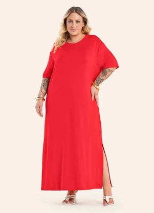 Secret Glam - Vestido Feminino Super Midi Molecotton Vermelho - SECRET GLAM