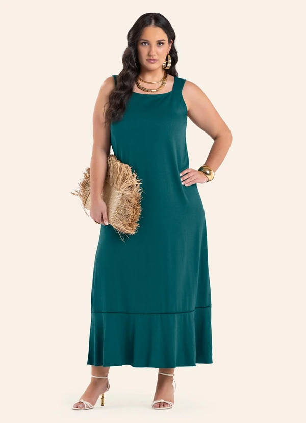 Secret Glam - Vestido Feminino Super Midi Viscose Verde