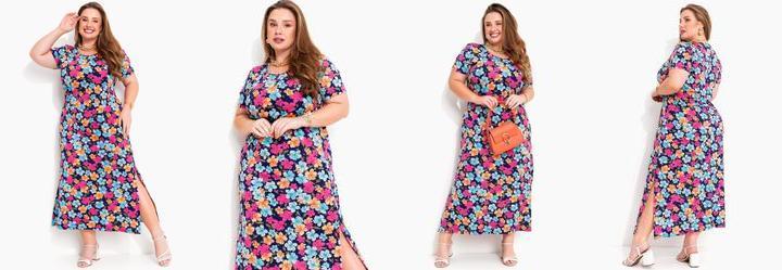 Vestido Floral Colorido em Malha Fria