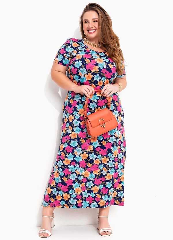 Marguerite - Vestido Floral Colorido em Malha Fria 2