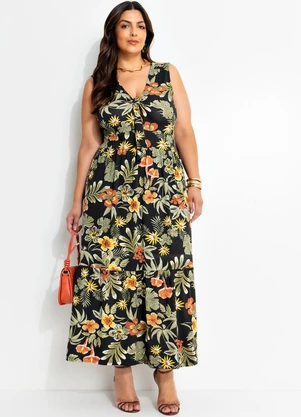 Marguerite - Vestido Floral Desenhado em Malha de Viscose - MARGUERITE