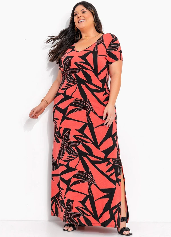 Marguerite - Vestido Floral Geométrico em Malha de Viscose 6