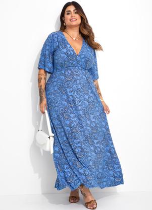 Vestido (Floral Laise Azul) em Poliflex