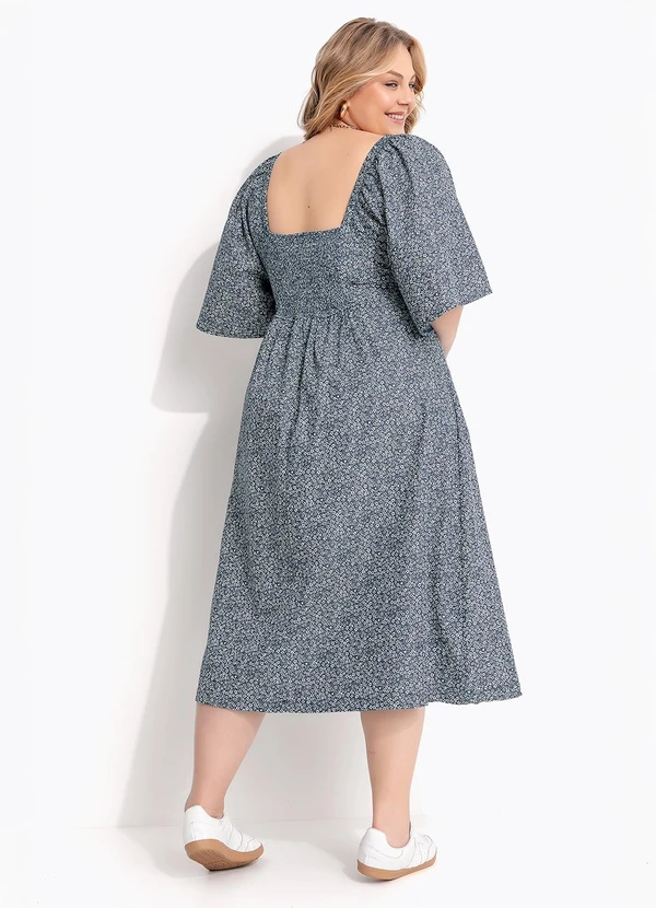 Marguerite - Vestido Floral Mini em Jeans Leve 2