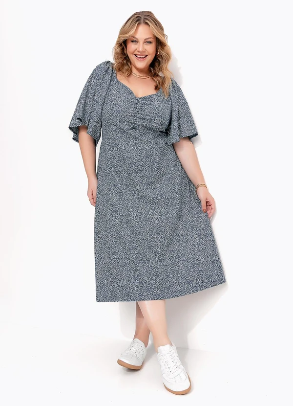 Marguerite - Vestido Floral Mini em Jeans Leve 3