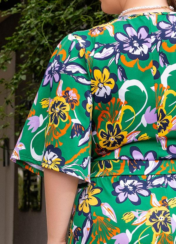 Marguerite - Vestido Floral Verde em Poliflex 1