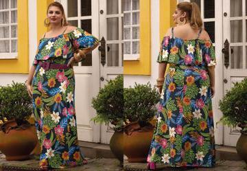 Vestido Floral Vibrante em Malha Fria