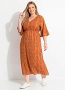 Vestido Folagem Telha em Malha Fria