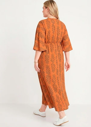 Marguerite - Vestido Folagem Telha em Malha Fria - MARGUERITE