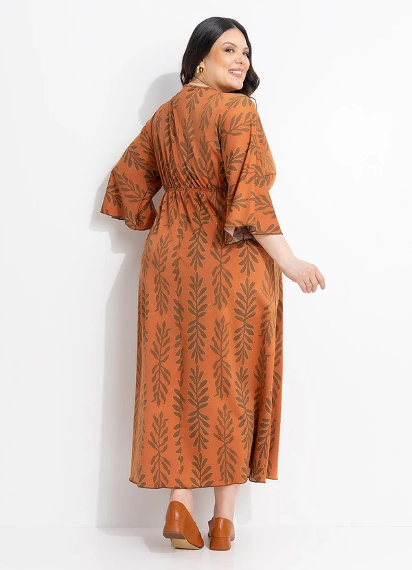 Marguerite - Vestido Folagem Telha em Malha Fria 6