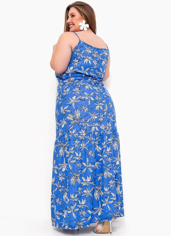 Marguerite - Vestido Folhagem Azul em Malha 2